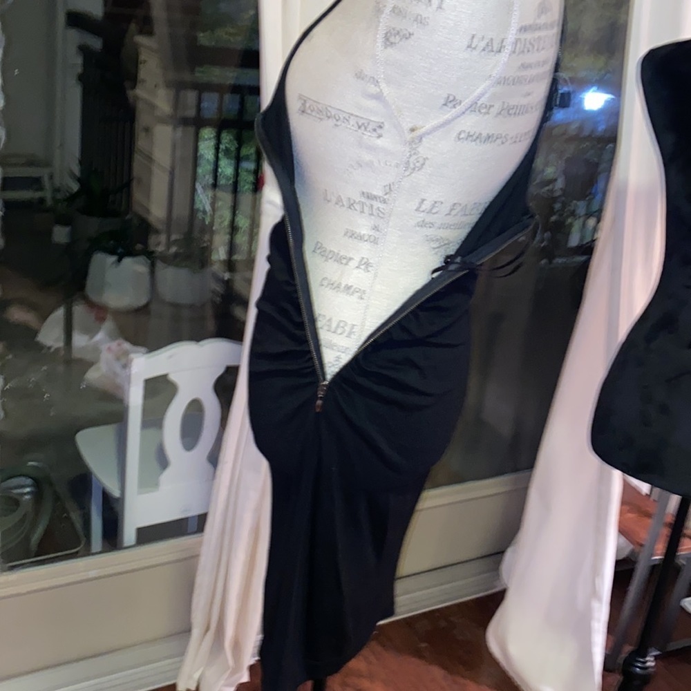 Banana Republic black one shoulder cocktail dress fitted side zipper size 0​​ - Picture 5 of 7